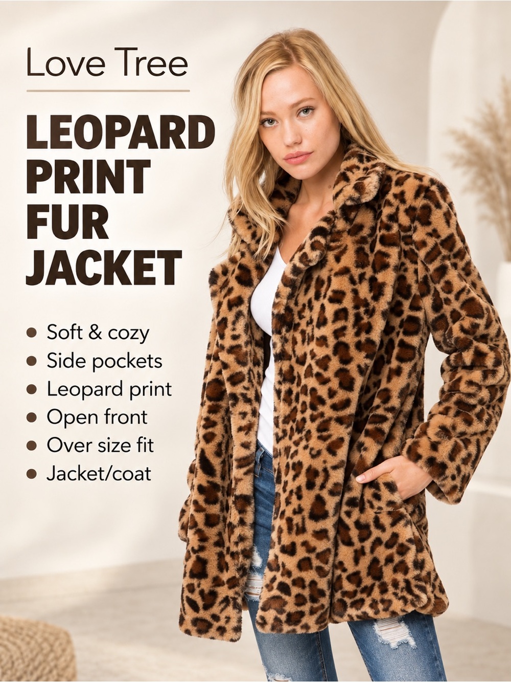 Leopard Print Fur Jacket 1 LEFT NEW